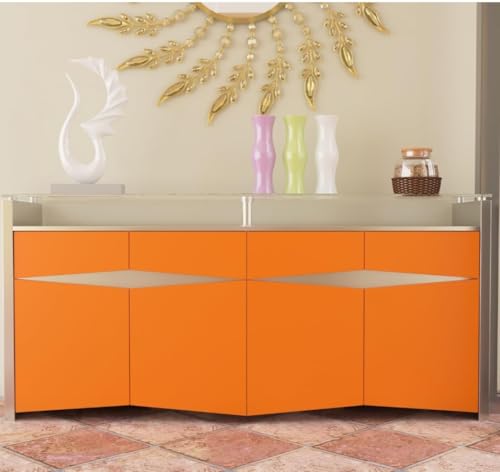 Image of DEEMUS Orange Matte Peel & Stick Self Adhesive Waterproof Sticker for Living Room, Bedroom Office,Almirah, Floor, Tabletop, Wall, Fridge,& Renovation Projects (2 x 25 Feet)