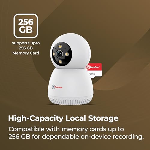 Image of Trueview 3MP WiFi Robot Security Camera with 360 Rotation | All Time Color Night Vision | Smart Tracking | Two Way Audio | Alexa Compatible | 256GB SD Card Support | STQC Certified