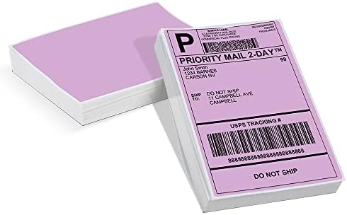 Memoking 4x6 Thermal Direct Shipping Label - 4''x 6'' Fan-Fold Labels for Shipping Labels, Barcodes, Address, Mail, Product Logo Labels,Small Business Labeling, Purple (500pcs)