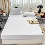 Senteria ボックスシーツ 吸水速乾 シーツ ベッドカバー マットレスカバー 厚さ5 cm～20 cmのマットレスに適しています 通気性 抗菌防臭 肌に優しい 柔らかな触感 洗える 着脱簡単布団シーツ オールシーズン （ホワイト･100×200cm）