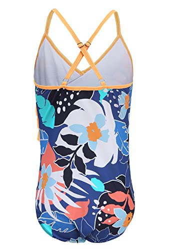 Image of Girls One Piece Swimsuits Hawaiian Ruffle Swimwear Beach Bathing Suit