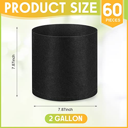Image of Nuanchu 60 Packs 2 Gallon Grow Bags Bulk Aeration Fabric Pot with Handles