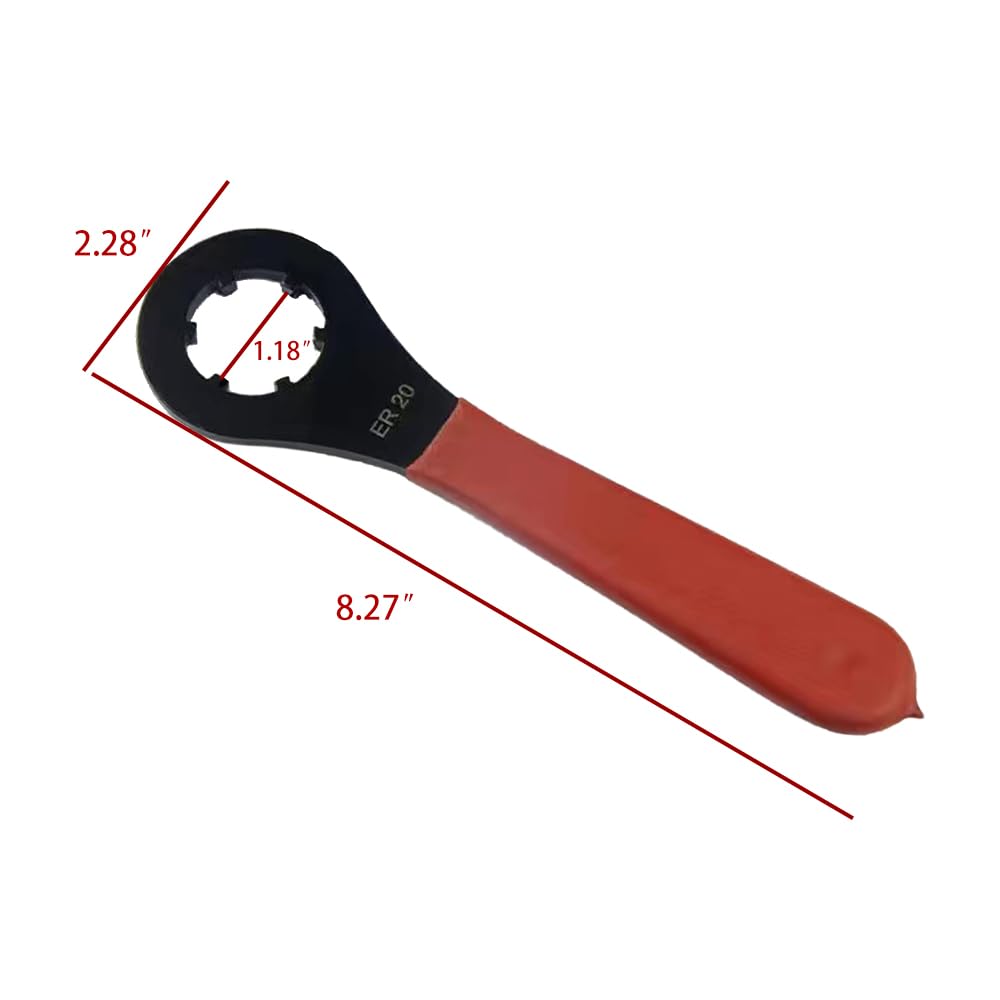 LannuMet Carving Machine Spindle Motor ER20 O-Type Collet Chuck Wrench 210mm/8.27in