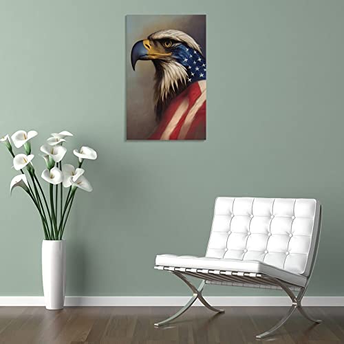 American Bald Eagle Wall Art, Flying Eagle Canvas Print Patriotic Conceptual Picture Inspirational M Canvas Painting Posters And Prints Wall Art Pictures For Living Room Bedroom Decor 24X36Inch(60X90 #TOP4