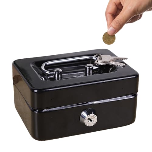 Caja de efectivo - Mini funda para dinero con cerradura, caja fuerte para guardar conectados, contenedor para pequeños depósitos de efectivo, diseño compacto portátil, caja robusta y segura | Mone
