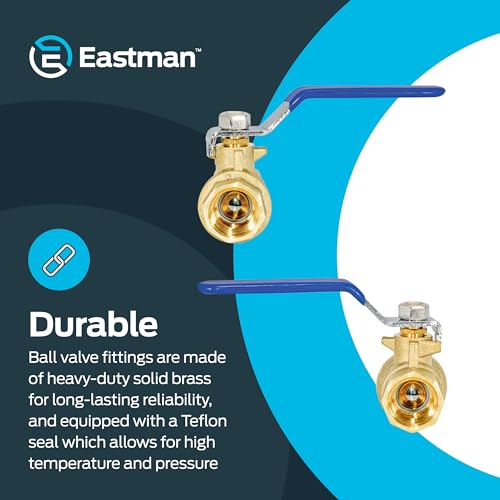 Image of Eastman 1 /2 Inch IPS Heavy Duty Full Port Ball Valve, Brass Plumbing Fitting, 20045LF