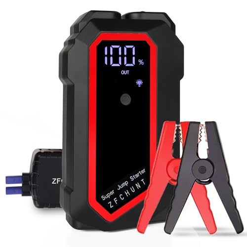 ZFCHUNT AI Voice‑Assistant 24,000 mAh Jump Starter Power Bank, 1,000 A Peak, 12 V with AI Voice Alerts – LCD + 4 LED Modes – Fast Charging – For All Petrol/Diesel Vehicles (up to 8.0 L)