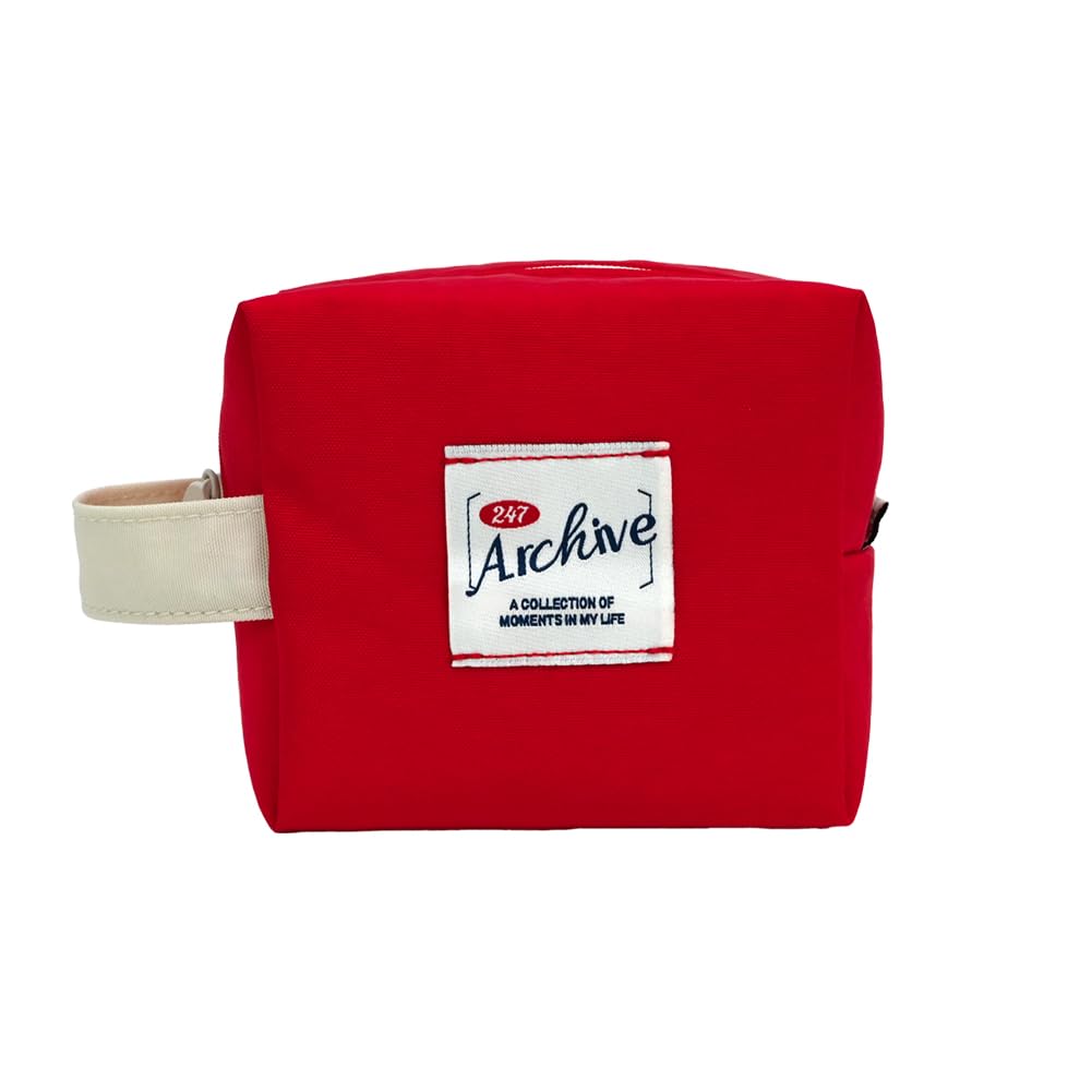 Monolike Archive Cube Mini Pouch, Scarlet Red - Makeup Bag, Cosmetic Bag, Travel Bag, Toiletry Bag, Organizer, Storage Bag