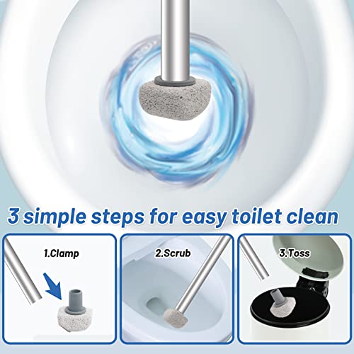 Pumice Stone For Toilet Bowl Cleaning With Extra Long Wand For Deep Clean-Removes Limescale&Hard Water Stains-Toilet Brush/Tile/Grout/Swim Pool/Grill With 1 Wand+8 Pumice Stones #TOP4