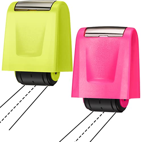 Sherr 2 Pcs Roller Stamps for Teacher Classroom Must Haves Dashed Line Handwriting Stamp Roller Back to School Gift for Kid Preschool Kindergarten Education(2.72 x 2.44 x 1.54 Inch Green Pink)