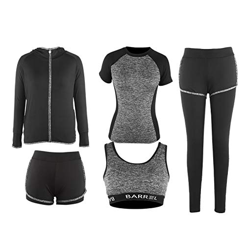 Wosune Conjunto de ioga, conjunto de agasalho esportivo fitness de cinco peças para ioga para terno