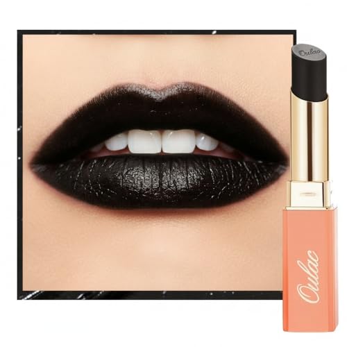 OULAC Halloween Schwarz Matt Lippenstift - Matter Satin Finish Lippenstife - Hochpigmentiert mit Intensivfarbe - Cremiger Textur - 4 3 g - Feuchtigkeitsspendend & Langanhaltend Lippen- Vegan SG16