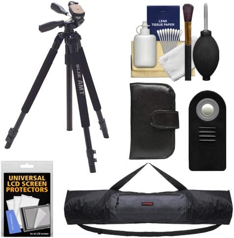 Slik 330 DX Pro Series Black Tripod 3Way Pan/Tilt Head & Quick Release with Tripod Case + ML-L3 Remote + Accessory Kit for Nikon D600, D3200, D5100, D7000, Series 1 J1, J2, & V1, V2 Digital Cameras