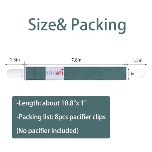 Image of ALVABABY Pacifier Clips 8 Pack Paci Clip Holder Leashes Binky Fits Binkie Styles Teethers