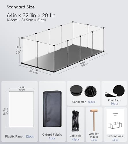 FunHola Cercadinho para pequenos animais, gaiolas para porquinhos-da-índia com tapete à prova d'águ