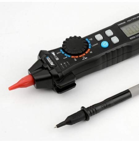 Close-up view of the MESTEK DM92S Multimeter's tip and test probe connection point