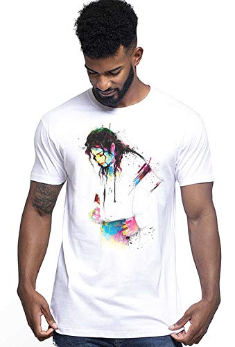 Michael Jackson Art. Color 18-20-49 Hommes Mode 100% Coton Peigné, Blanc, XL