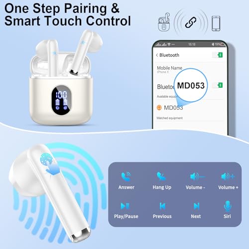 Rinsmola MD053 Wireless Earbuds, 2024 Bluetooth 5.4 Earbuds Hi-Fi Stereo thumb #6