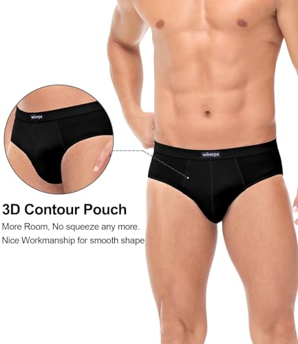wirarpa Men's Underwear Cotton Stretch Briefs Covered Waistband Underpants No Fly 4 Pack3