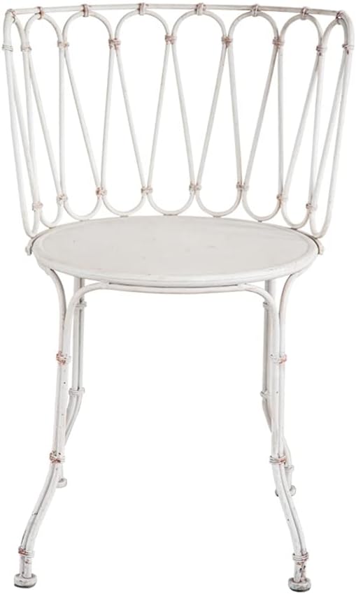 Distressed Style Metal Chairs,Vintage Patio Dining Chairs for Indoor Outdoor,White