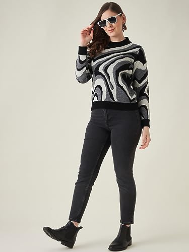 Image of Modeve Animal Print Round Neck Casual Women Sweater||Winterwear||