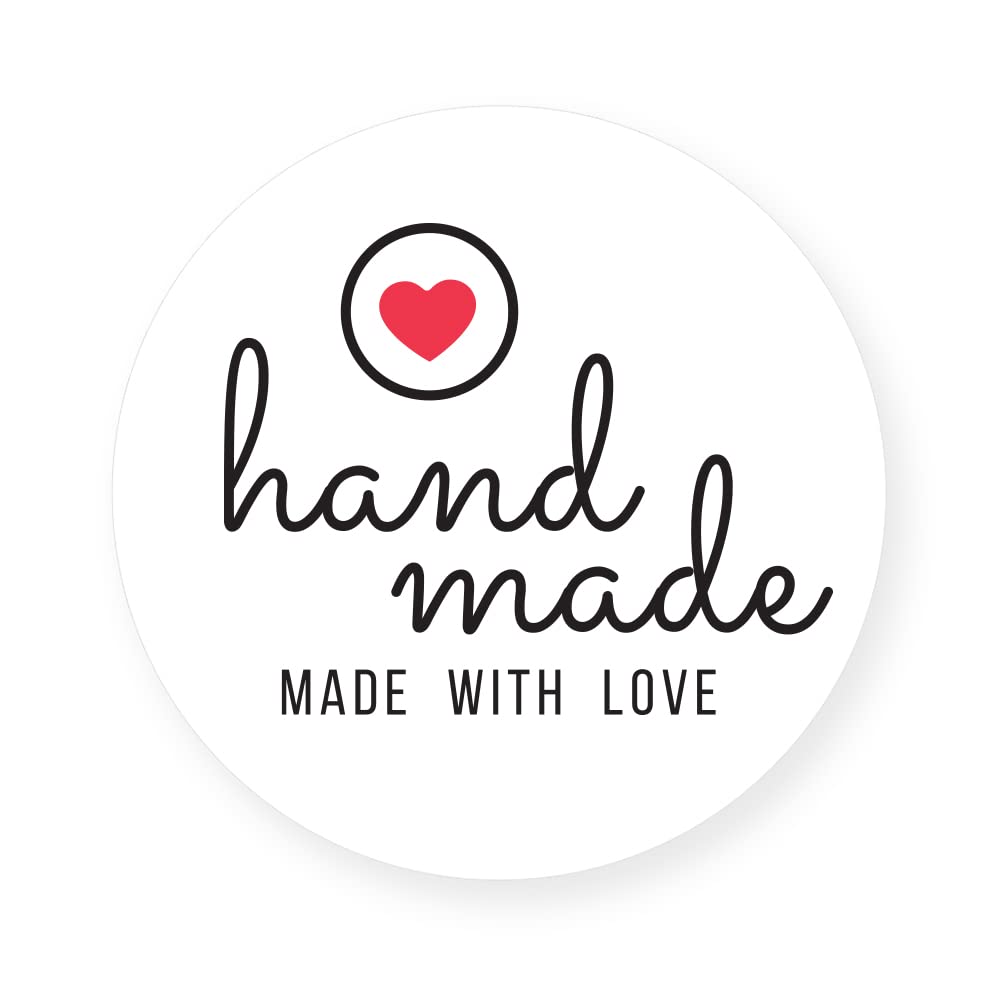 Packwith White Handmade Pack Of 40 White Hand Made Thank You Self Adhesive Sticker (30 Mm) Vinyl Labels Packwith® #P3702