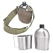 Pinty G.I. Army Stainless Steel Canteen Military Cup & Green Nylon Cover Waist Belt Camping/Hiking (Cup Foldable Handle B)