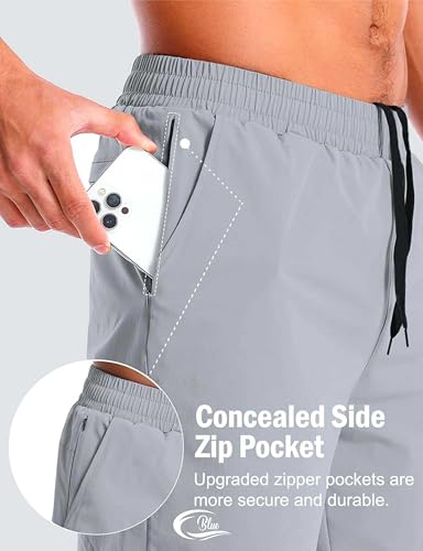 Image of CBlue Men's Outdoor Quick Dry Lightweight Sports Shorts with 2 Zipper Pockets, Breathable Hiking Running Gym Workout Athletic Shorts | CBblue Men's Quick Dry Sports Shorts with Zipper Pocket