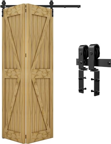 QINAIXQM 100CM/3.3FT Bifold Schiebetürbeschlag Schiebetürsystem...
