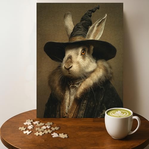 Lapin sorcière puzzle 500 pièces bois pour adultes, 20 x 15 po