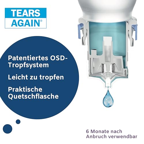 TEARS AGAIN Augentropfen gegen trockene Augen, Hyaluron 0,1% die Hilfe bei trockenen Augen, geröteten, gereizten oder juckenden Augen, 10 ml, ohne Konservierungsstoffe