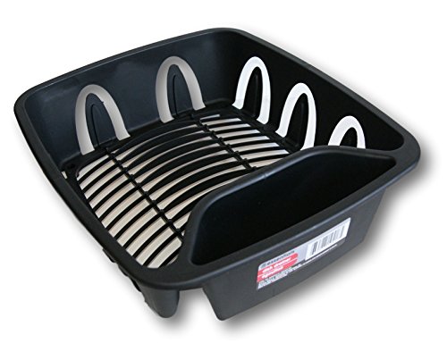 Essentials Black Plastic Dish Drainer - 11.25'' x 13.75'' x 4.25'
