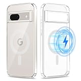 Yoedge Magnetica Cover per Google Pixel 8a 5G Compatibile con MagSafe 6,1", Trasparente Custodia con Magneti Ultra Sottile Morbida Silicone TPU e PC Back Antiurto Protettiva Case, Trasparente
