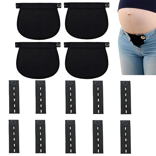 ClcIosis 14 Stück Hosenerweiterung Schwangerschaft und Hosenknopf Verlängerung Set, Elastisch Verstellbar Bauchgurt Schwangerschaft für Frauen
