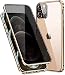 Produktbild Anti-peep Magnetische Adsorption Hülle für iPhone 12 / iPhone 12 Pro Anti-Spy Handyhülle Metall Case Privat Screen Schutz doppelseitige Gehärtetes Glas Schutzhülle Anti-Spähen Flip Cover,Gold