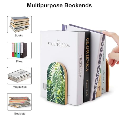 Sujetalibros de estilo verde de madera resistente y soporte de libros moderno 4