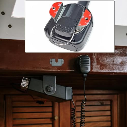 HYS Handheld Radio/Shoulder Speaker Mic with Belt Clip Holder, Handheld Marine Radio/CB Radio with Universal Round Knob Hanger Mount for Anytone Kenwood Midland Motorola Uniden Yaesu (Silver-1pc) - 5
