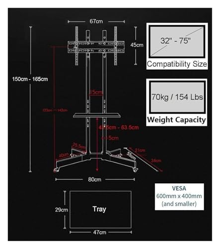 Soporte móvil para TV con ruedas y altura ajustable miniatura 2