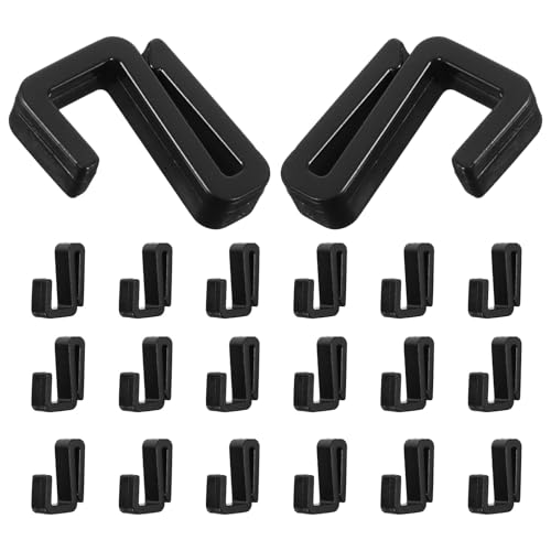 DEARMAMY 20 Pièces Lot de Crochets S Plastiques Noirs Crochets Plats Solides pour Suspension sur Rack Adaptés Cuisine Salle de Bain Bureau Multifonction pour Vêtements et Outils Rangement