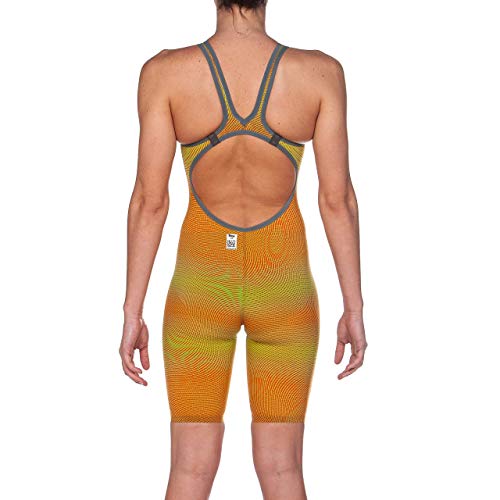 ARENA Powerskin Carbon Air² Women's Open Back Racing Swimsuit, Lime/Orange, 30