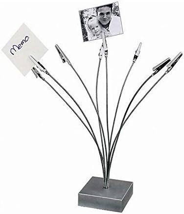 8-Branch Family Tree Picture Frame Holder, Card Photo Clips Holder Desk Stand for Memo Paper Note Photo Christmas Wedding Card Display (Silver Alligator Clip)