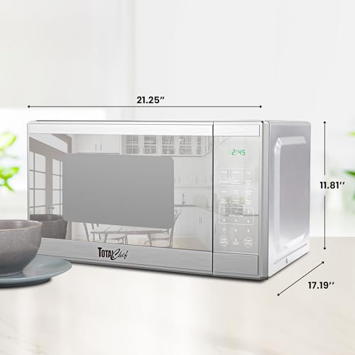 Image of Total Chef 1.3 Cu Ft Microwave Oven - Compact Countertop Kitchen Appliance, Small Stainless Steel Microwave with Digital Touch, Pre-Set Functions, 12.8 inch Turntable, 1100 Watt