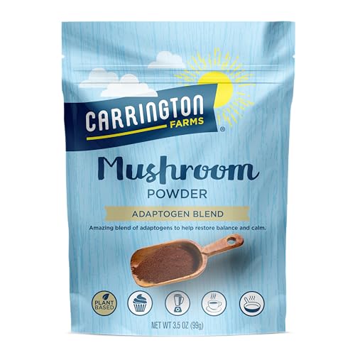 Carrington Farms Mushroom Powder – Wellness Blend of Lion’s Mane, Reishi, & Chaga for Nutrition Boost – Daily Superfood Formula of Adaptogens (3.5 oz)