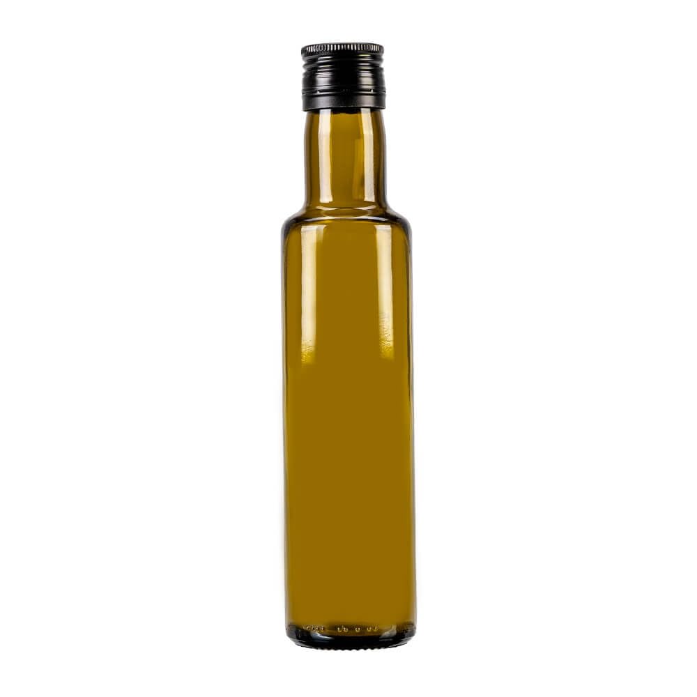 Szklana butelka Dorica 250 ml z dozownikiem – na oliwę z oliwek, olej i wino (50, szkło oliwkowe)