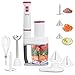 Bakaji Frullatore ad Immersione 4in1 con Lame in Acciaio Minipimer Potenza 600W Velocità Regolabile Accessori Mixer Sbattitore Tritatutto Taglia Verdure Elettrico Manico Ergonomico Colore Bianco