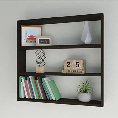 Image of OXMIC Book Shelf | 3 Tier | Wall Mounted Kitchen Storage Rack | Durable & Long Lasting Engineered Wood Wall Mounted Shelf | Wooden Wall Shelf | (Black)
