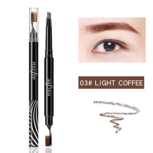 Macfee Eyebrow Pencil with New Design Toothbrush Shape Brush End Waterproof & Long Lasting Auto Natural Dual Head Eyebrow Pen (#3 Light Coffee)