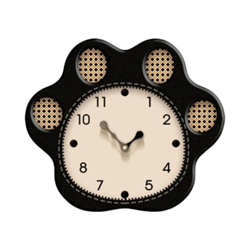 Horloge murale silencieuse en patte de chat noire pour chambre d'enfant