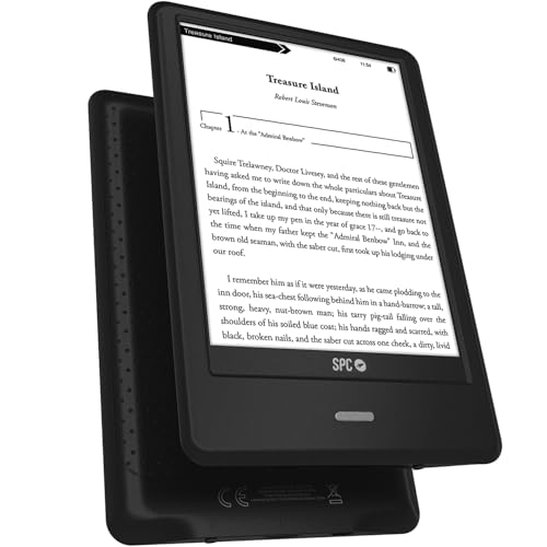 SPC Dickens Light 2 Pro – Libro electrónico Pantalla 6 Pulgadas táctil E-Ink | Brillo Ajustable y Temperatura de Color | 8GB más de 8000 Libros | 1 Mes autonomía | Ligero y Fino | USB-C | Negro