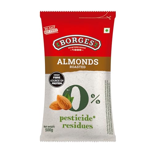 Image of Borges ZPR Almonds - Roasted with Skin 500 gm | Zero Pesticide |Premium Spanish Variety | Crunchy & Rich Flavour